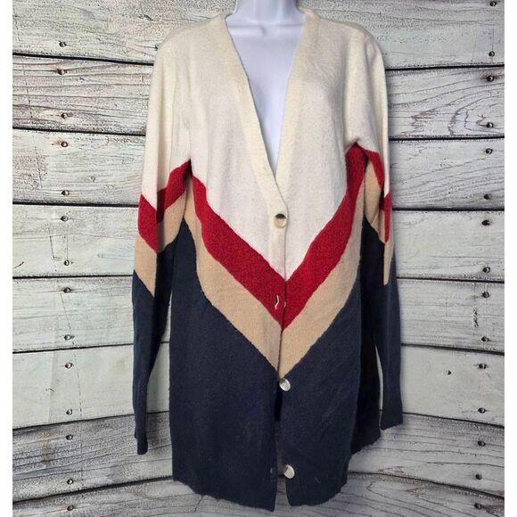 Daytrip Chevron Colorblock Button Cardigan Size L - Picture 4 of 7